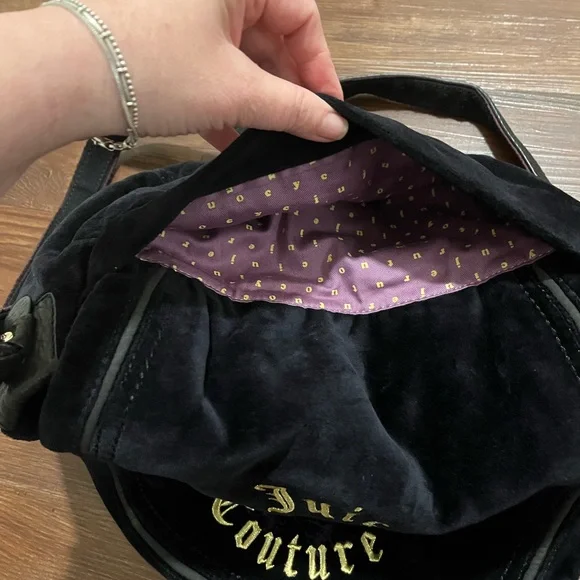 Vintage Juicy Couture Black Velvet Satchel/ Shoulder Bag - Picture 7 of 15